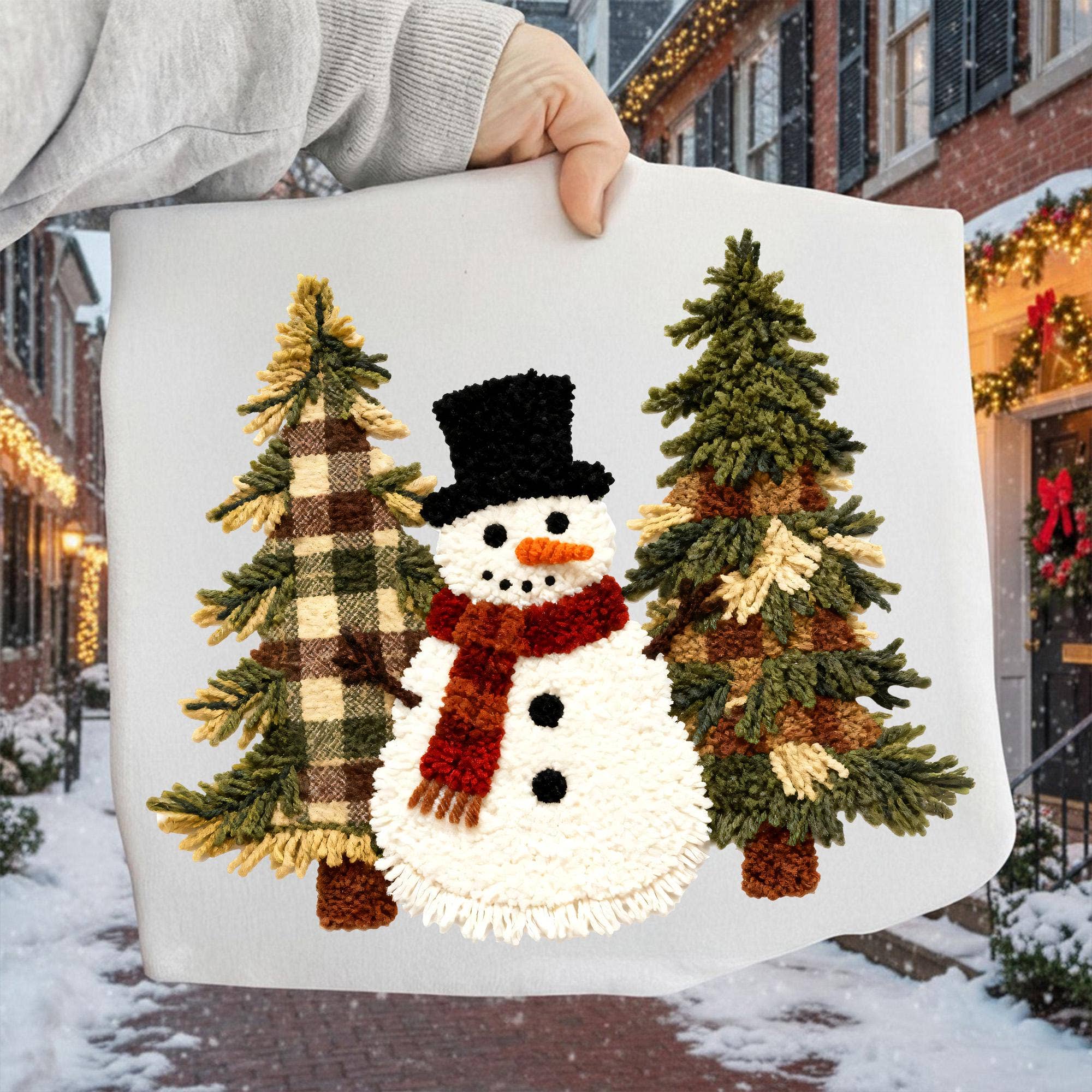 NVC Ecommerce LLC - Venta al por mayor Camiseta estampada - Mujer - Camiseta de Muñeco de Nieve de Ganchillo con Hilo de Latch Hook, Suéter de Muñeco de Nieve de Navidad1