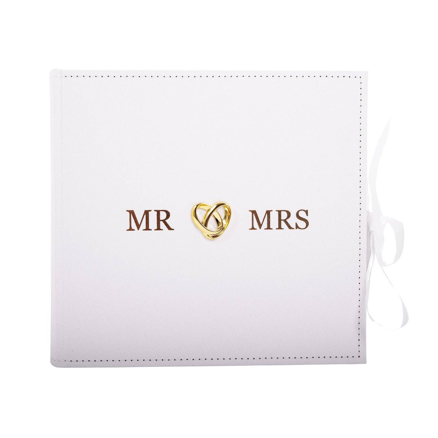 Happy Homewares – wholesale Photo album – Beautiful Ivory Suede Wedding Album Holding 160 4" x 6" Photos with Gold Hearts7