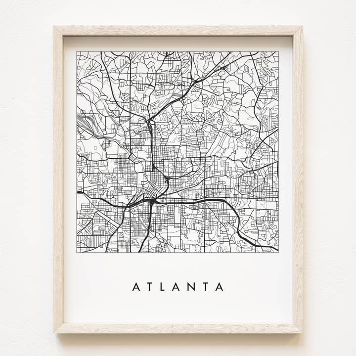 Impresión artística del mapa de las líneas de la ciudad de Atlanta Georgia para venta al por mayor de Turn-of-the-Centuries