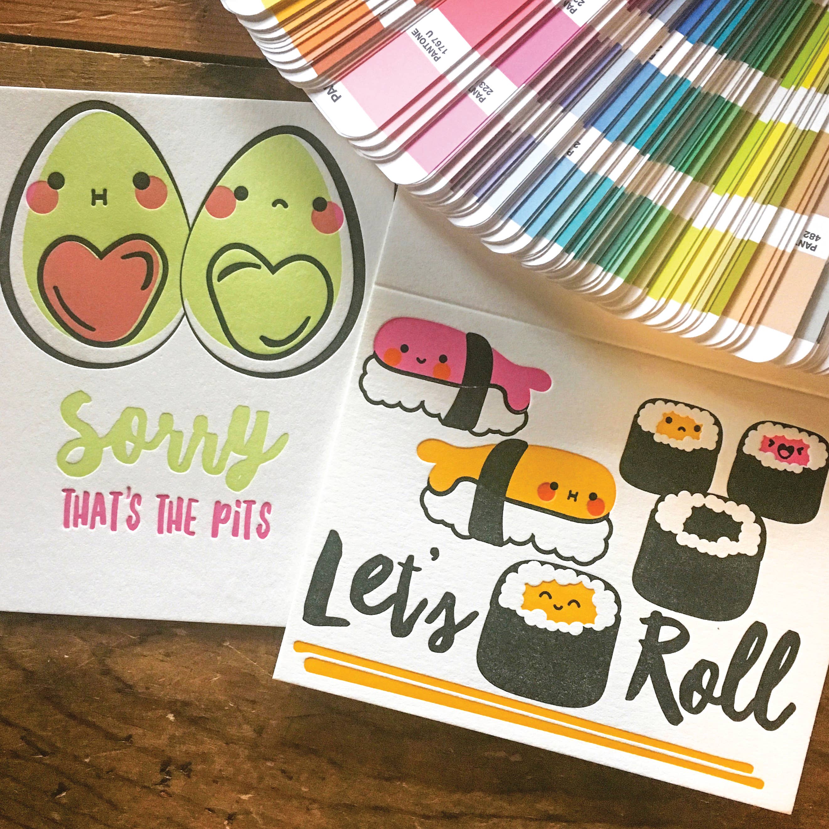 Letterpress Jess - Wholesale Sympathy Card - Cutie Kawaii That's the Pits Letterpress Sympathy Card1