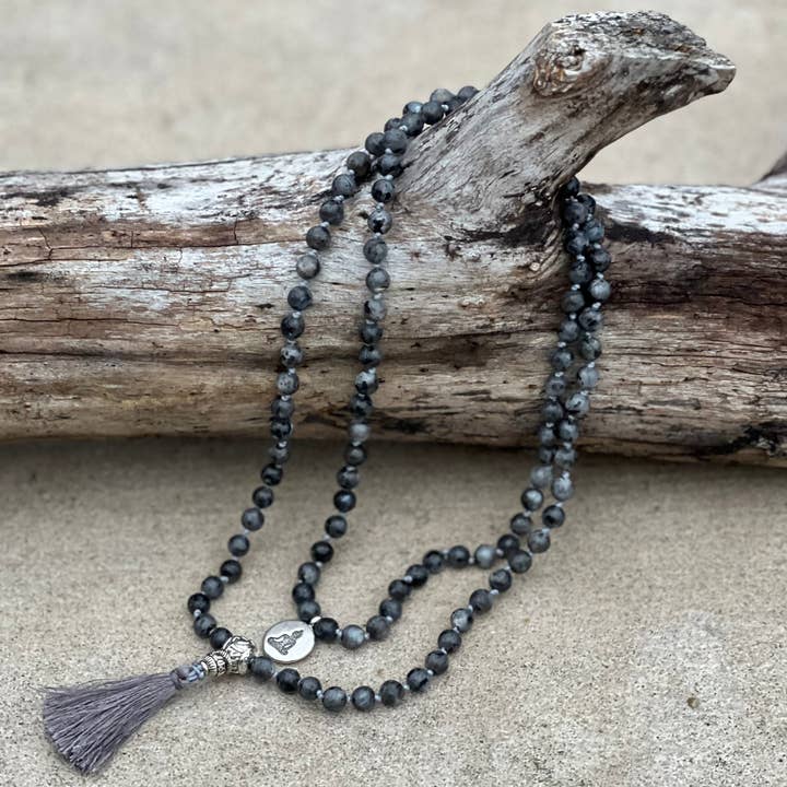 Labradorite 108 Beads Knotted Mala Meditation Yoga Chakra and other Purchase Wholesale tibetan silver beads. Free Returns & Net 60 Terms on Faire trending on Faire.
