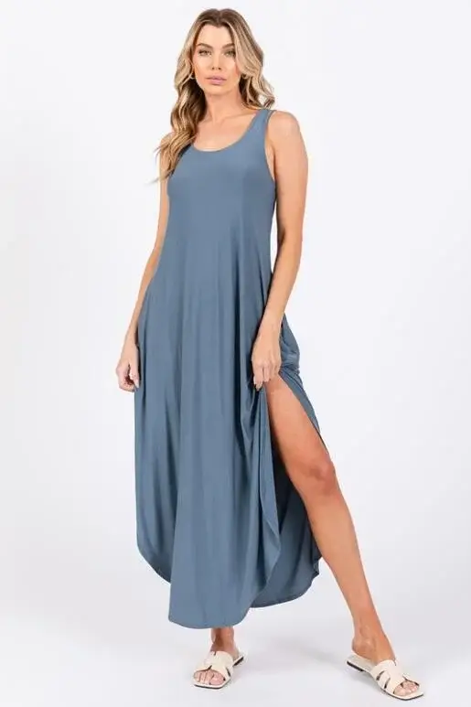 Final Touch - Wholesale Dress - Women's - Knit Tank Cross Back Maxi Dress0