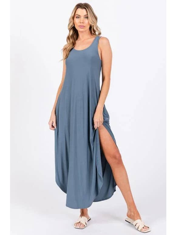 Final Touch - Wholesale Dress - Women's - Knit Tank Cross Back Maxi Dress