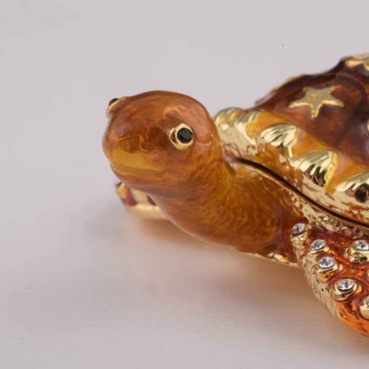 Keren Kopal - Wholesale Jewelry Box/Organizer - Brown Sea Turtle Trinket Box - Plated with 24k Gold