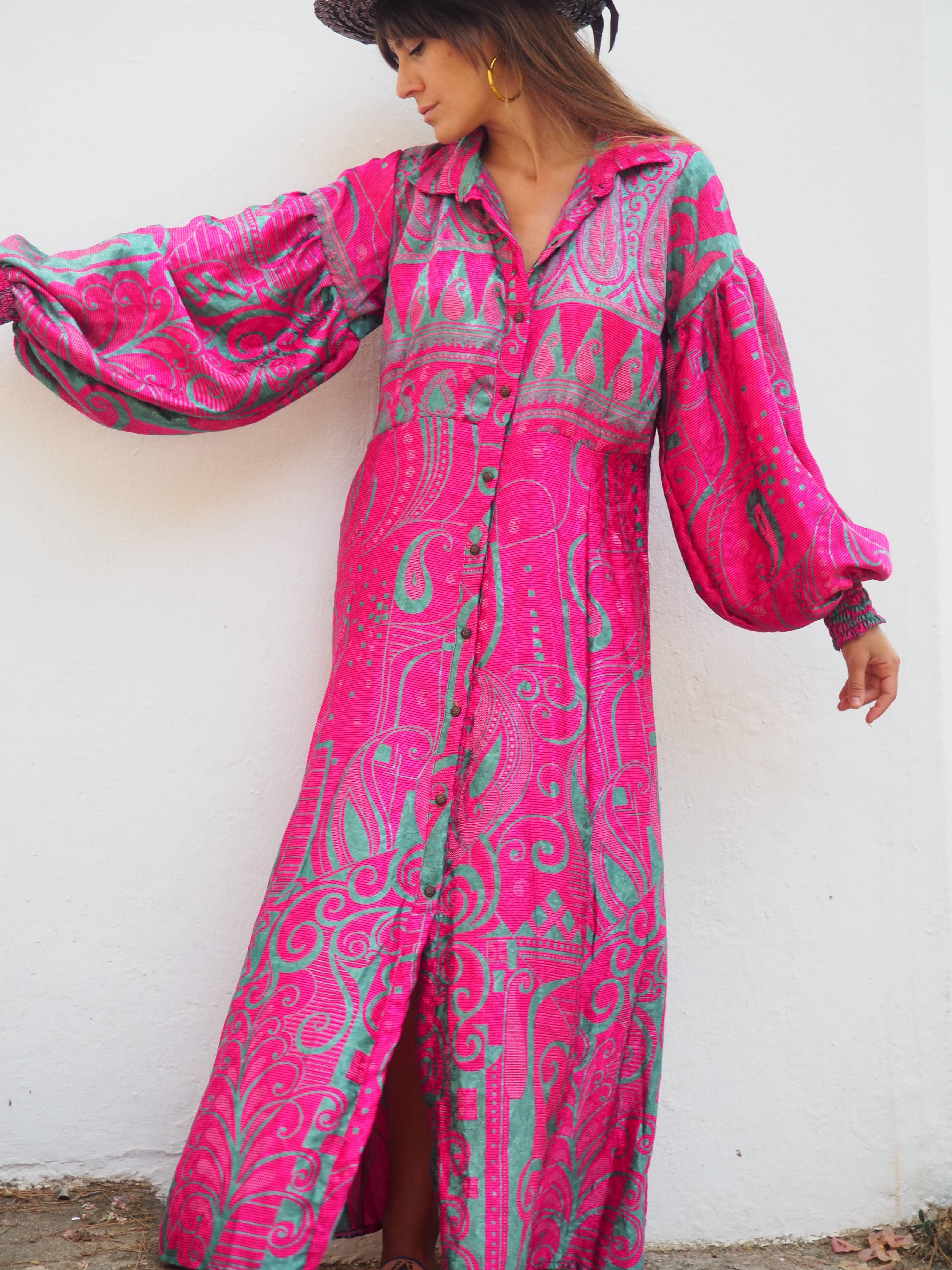 Vagabond Ibiza - Wholesale Dress - Women's - The Lenya Dress– Up-cycled Vintage Sari Dress 4