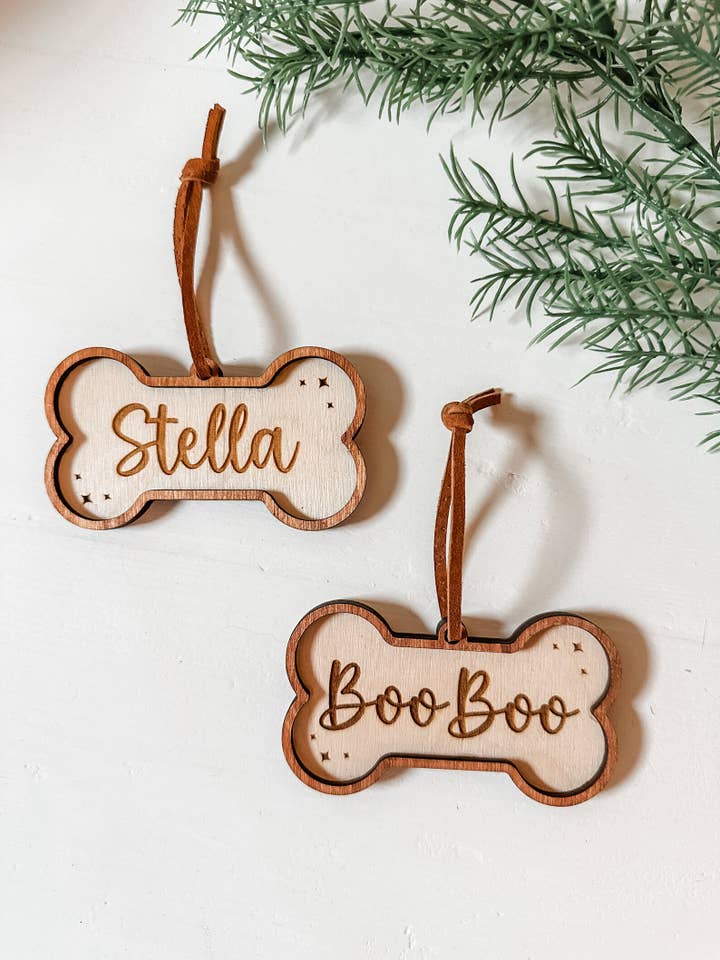 Personalized Dog Christmas Ornament for wholesale by Hazel + Bloom Co