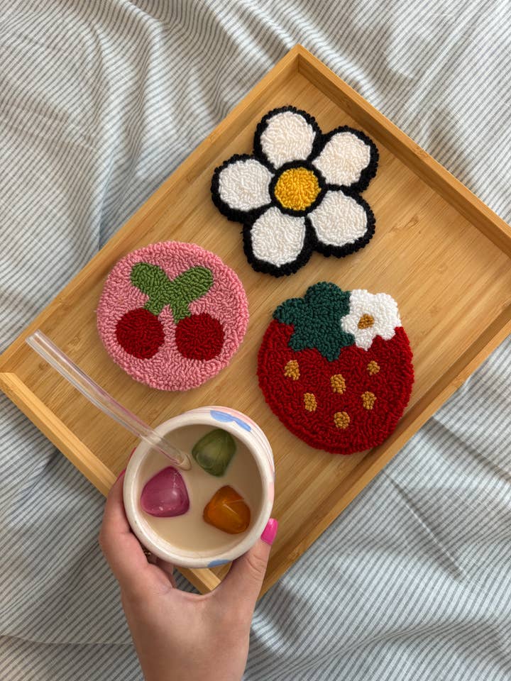 Punch Needle Coaster - MUG RUG COASTER for wholesale by MUUDLAND