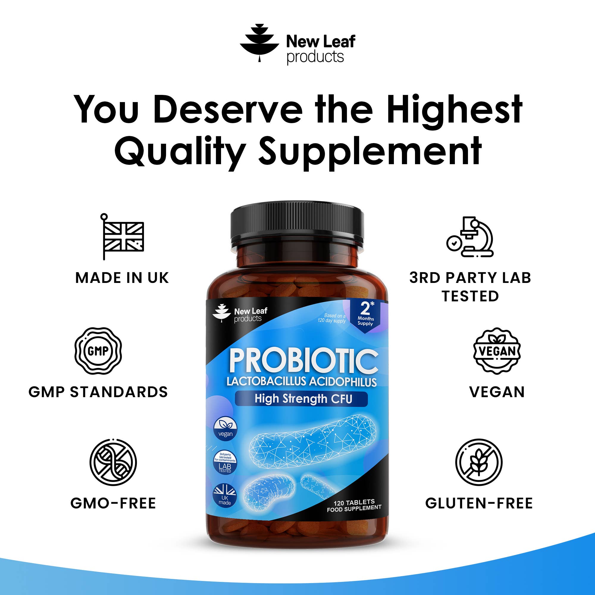 New Leaf products Ltd – wholesale Oral supplement/vitamin – Probiotic Supplements Acidophilus Tablets - Digestive & Gut3