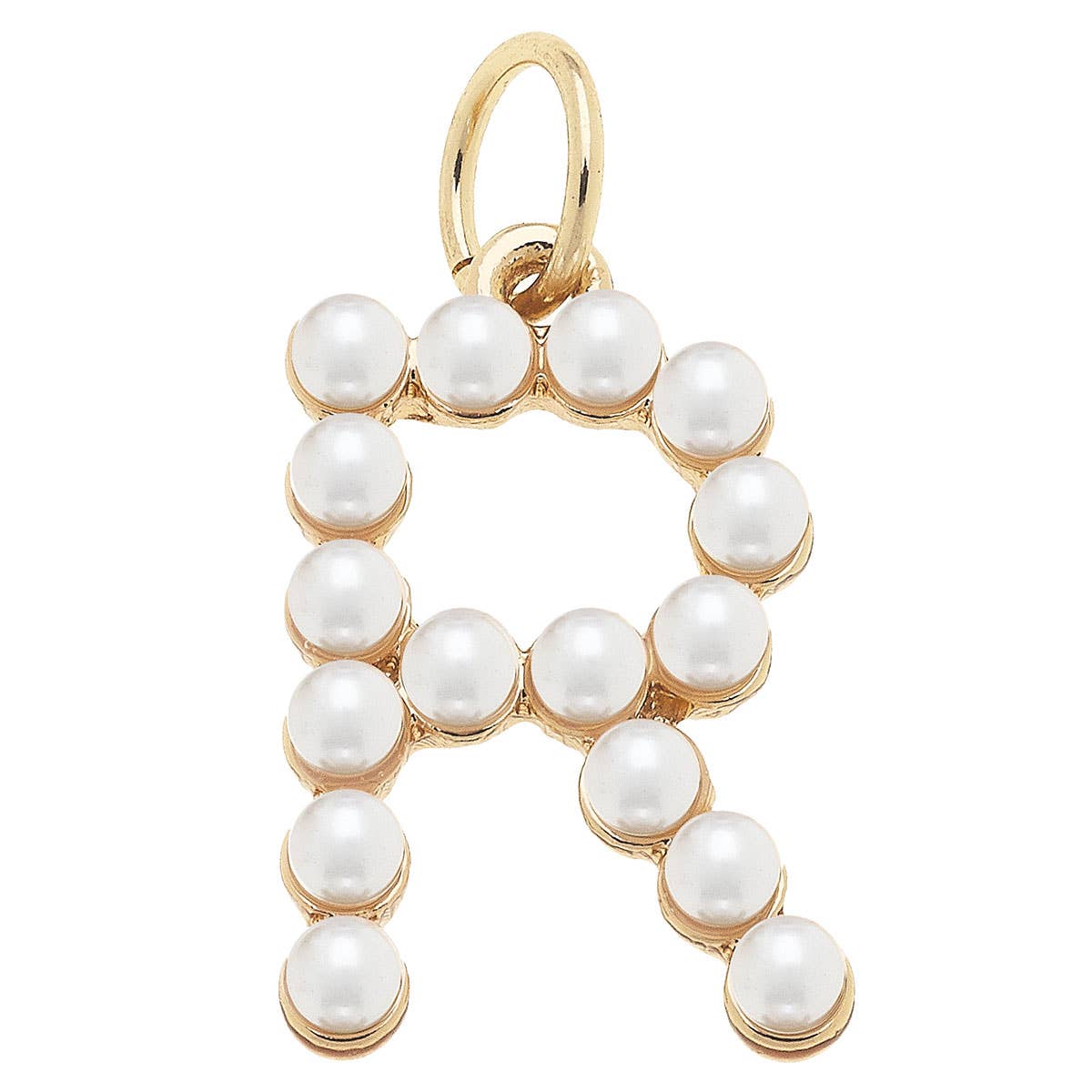 Canvas Style - Wholesale Individual Charm/Pendant - Pearl-Studded Letter Charm in Ivory25