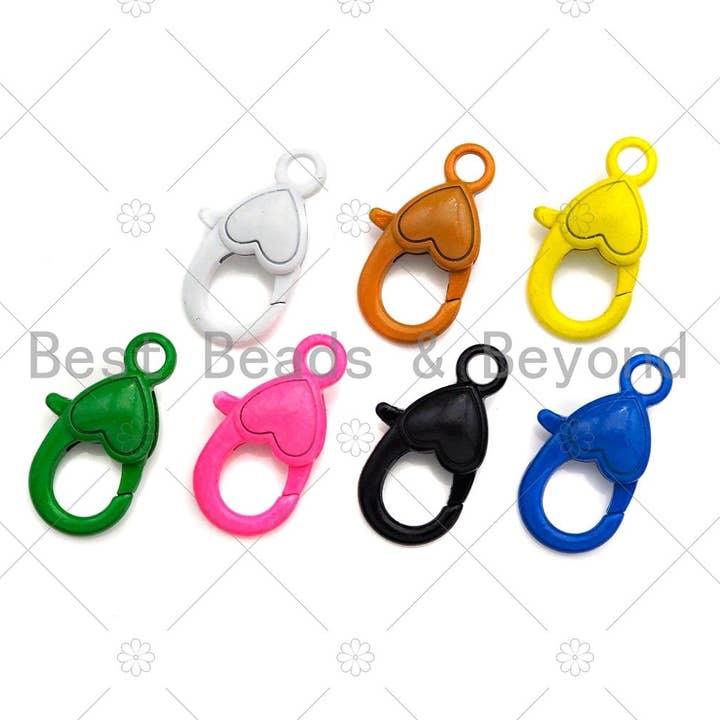 Fecho de forma de lágrima de esmalte colorido, preto/amarelo/rosa/branco/azul/verde/marrom fecho de lagosta, 11x22mm, Sku #K140 por atacado de BestBeads&Beyond
