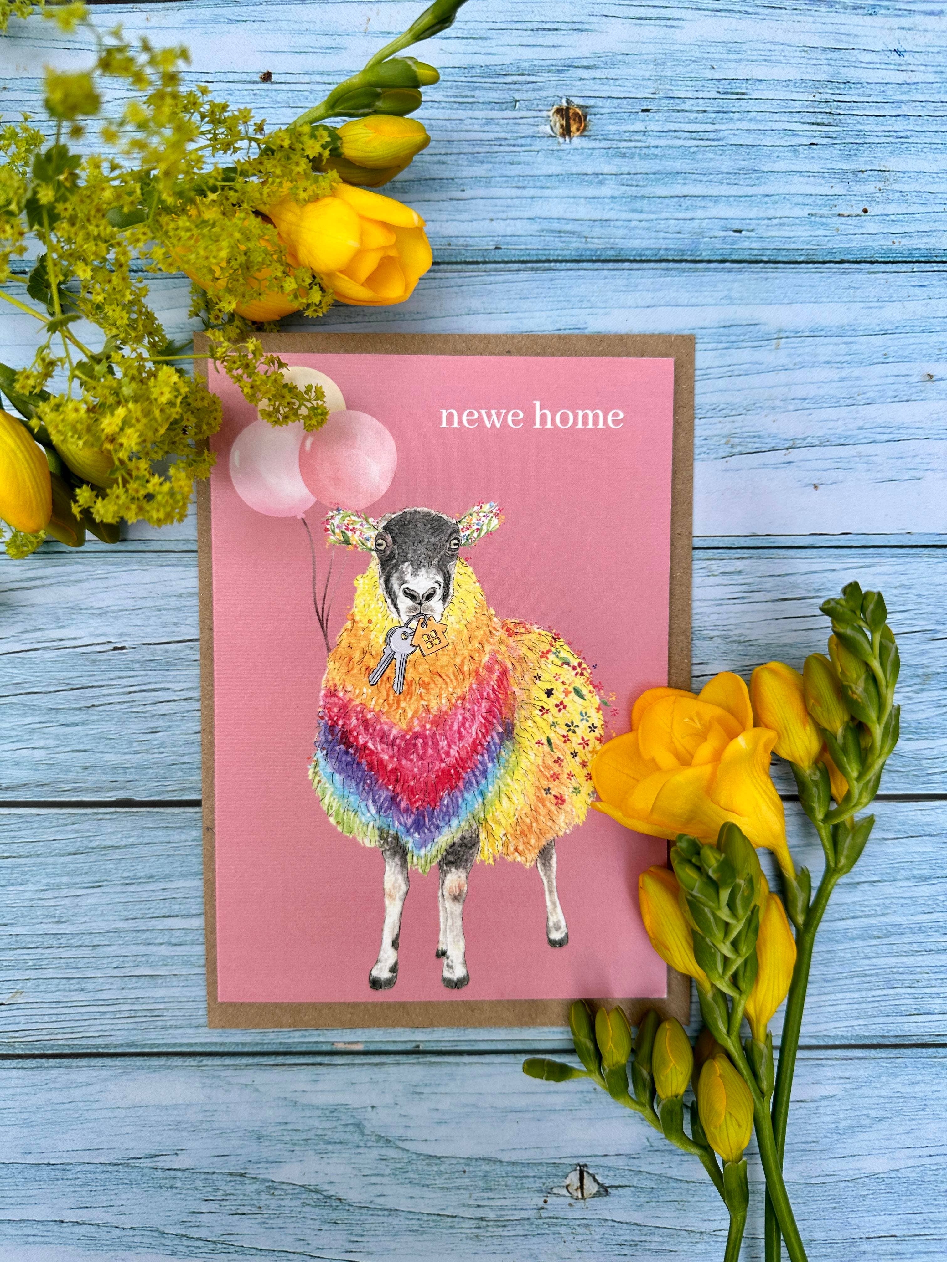 Jen Winnett Eco Artist – wholesale Everyday greeting card – New Home Sheep Eco Friendly Card Colourful Funny3