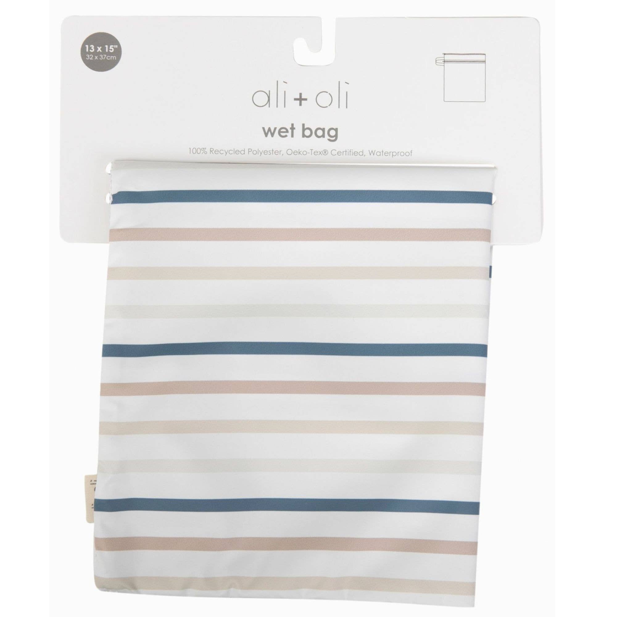 Ali+Oli - Vente Sac étanche - Enfant et bébé - Sac humide/sec à double compartiment avec poche en maille (Rayures)1