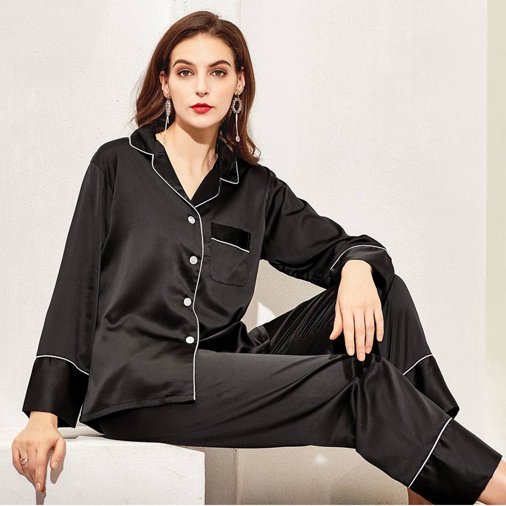 Mackleys – wholesale Sleepwear set – Women's – PREORDER Plain Long Sleeve and Pants PJ Set12