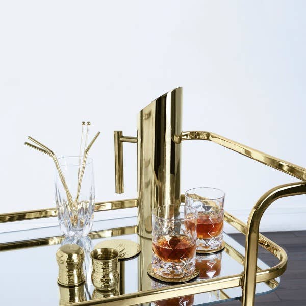 Viski - Wholesale Bar Cart - Belmontâ„¢ Gold Bar Cart with Mirror Shelves by Viski