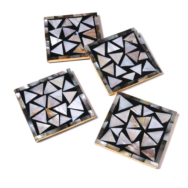 Padrão de triângulo de montanha-russa mãe de pérola - conjunto de 4 por atacado de Tiramisu