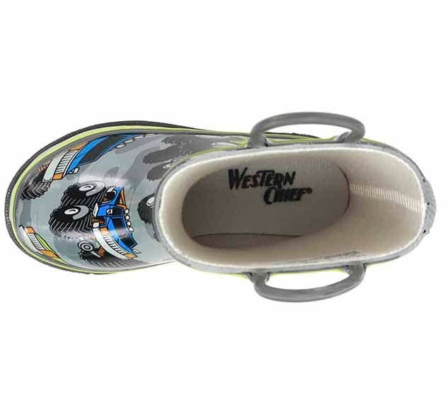 Kids Monster Truck Rain Boot - Charcoal for wholesale on Faire6