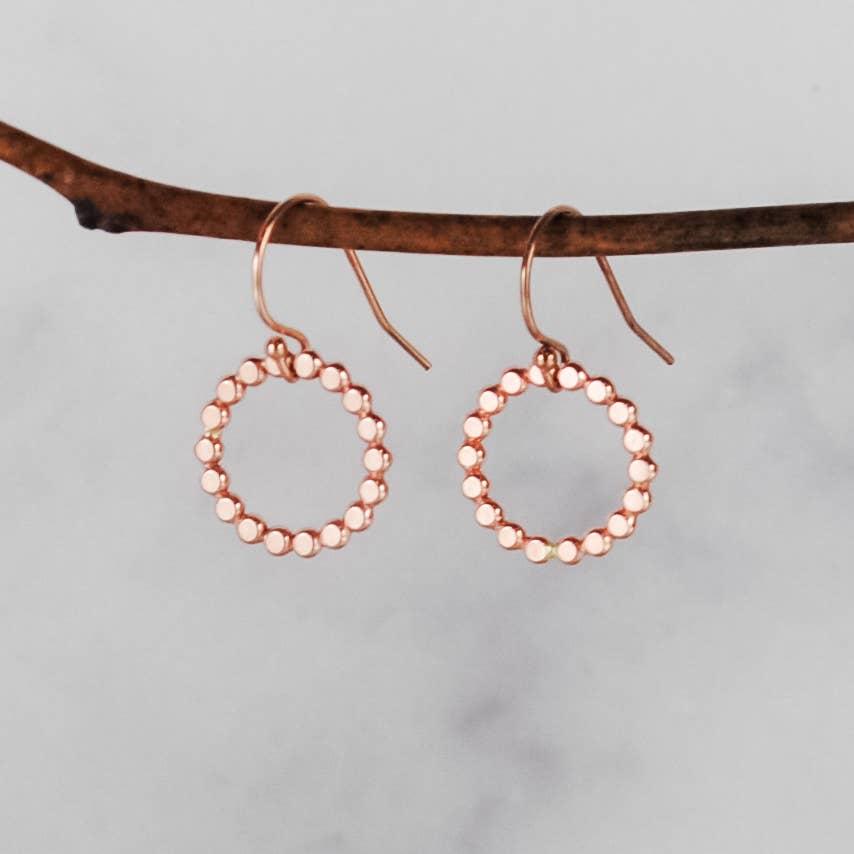 Cameron Kruse Designs - Wholesale Dangle Earrings - Small Beaded Circle Earrings - Gold-Filled1