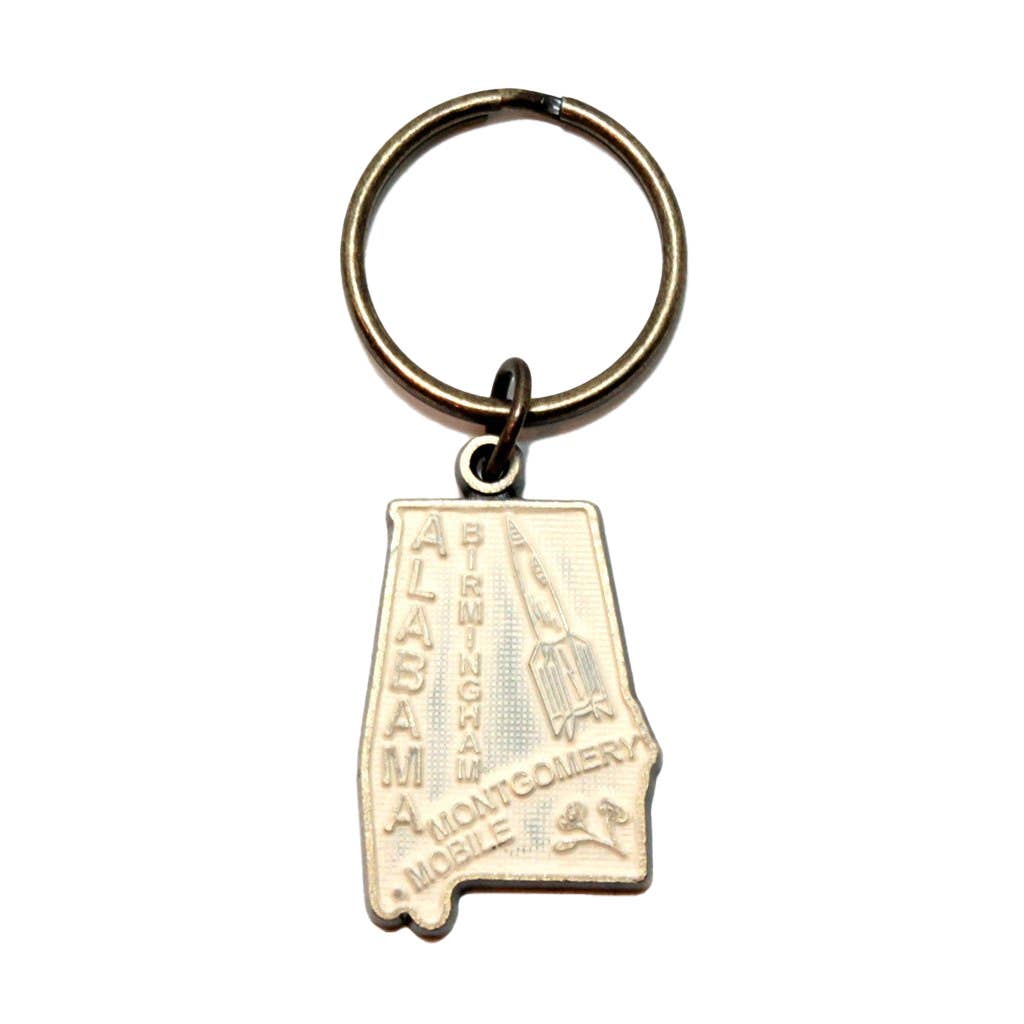 Gleeful Peacock - Wholesale Keychain - Unisex - Alabama Vintage State Map Keychain1