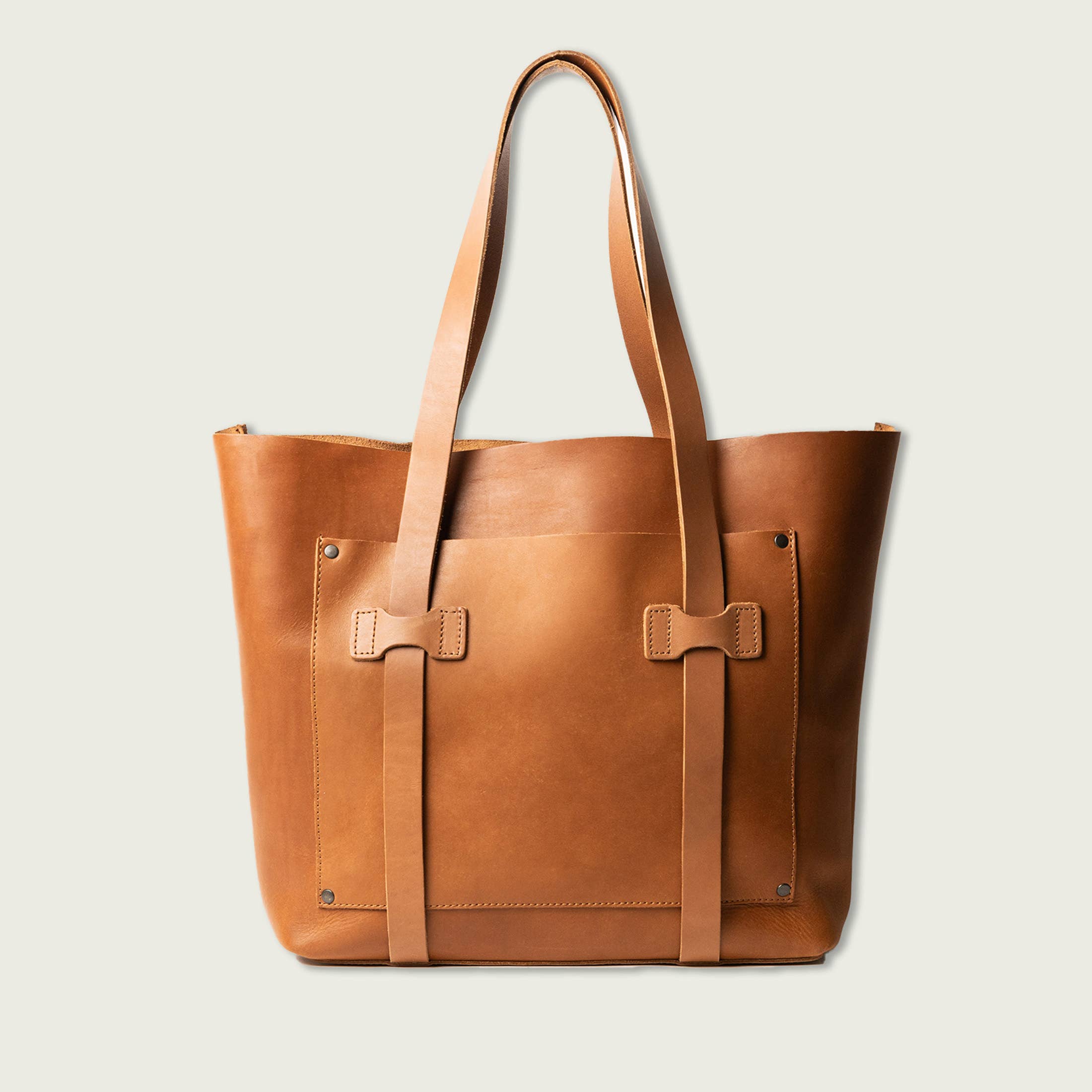 Tan Large Leather Unisex Tote Bag  for wholesale on Faire4