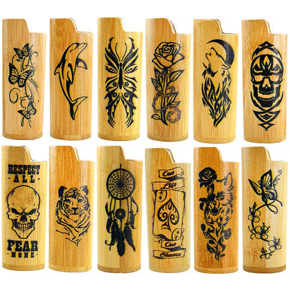 Novelty Closeout - Wholesale Lighter - Smokezilla Wood BIC Lighter Case Assortment- 12/Pack