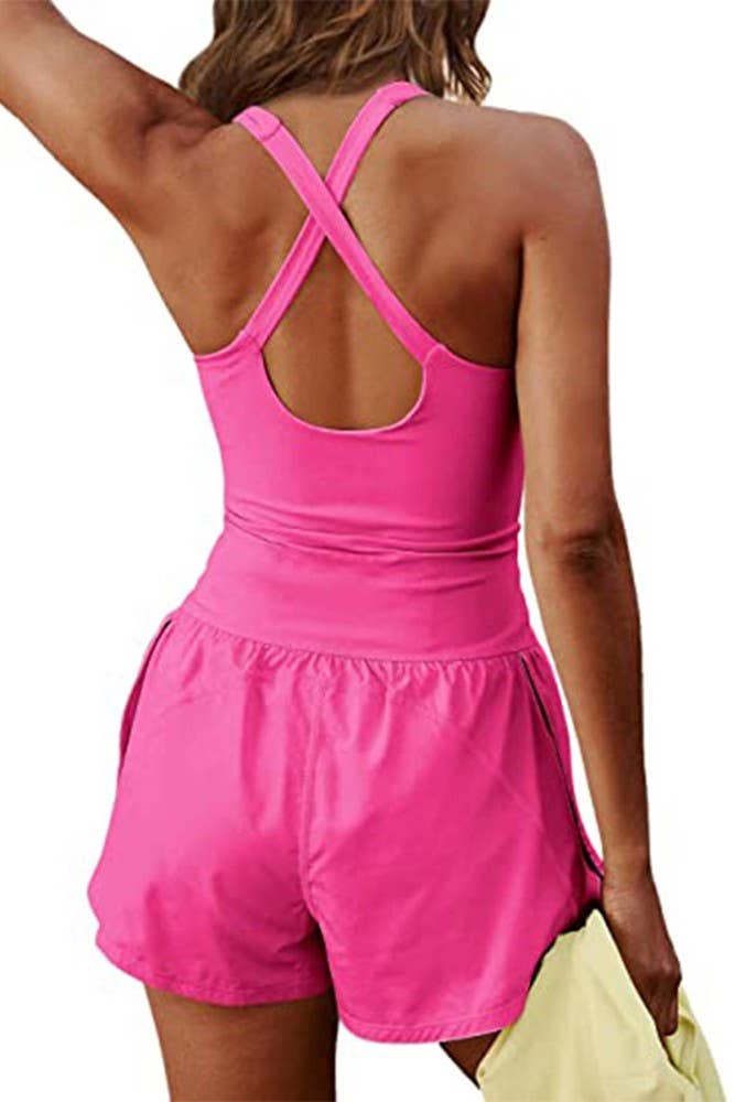 UNISHE - Wholesale Romper - Women's - Summer Yoga Sportswear Plain One Piece Romper ZK12521