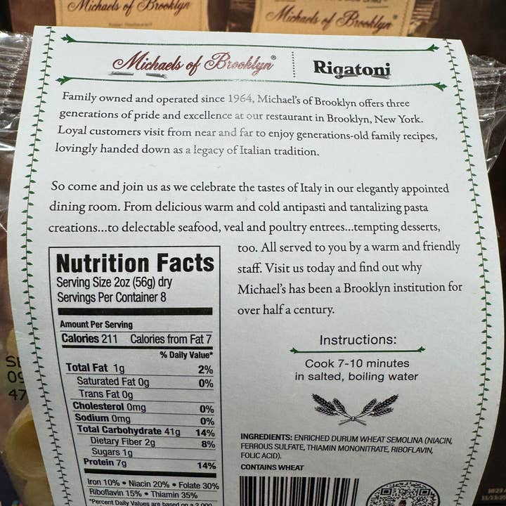 Michaels of Brooklyn – wholesale Pasta – Långsam torkad Rigatoni Pasta