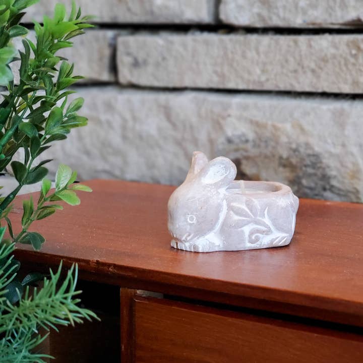 KORISSA - Vente Bougeoirs - Bougeoir en terre cuite fait main - Lapin1