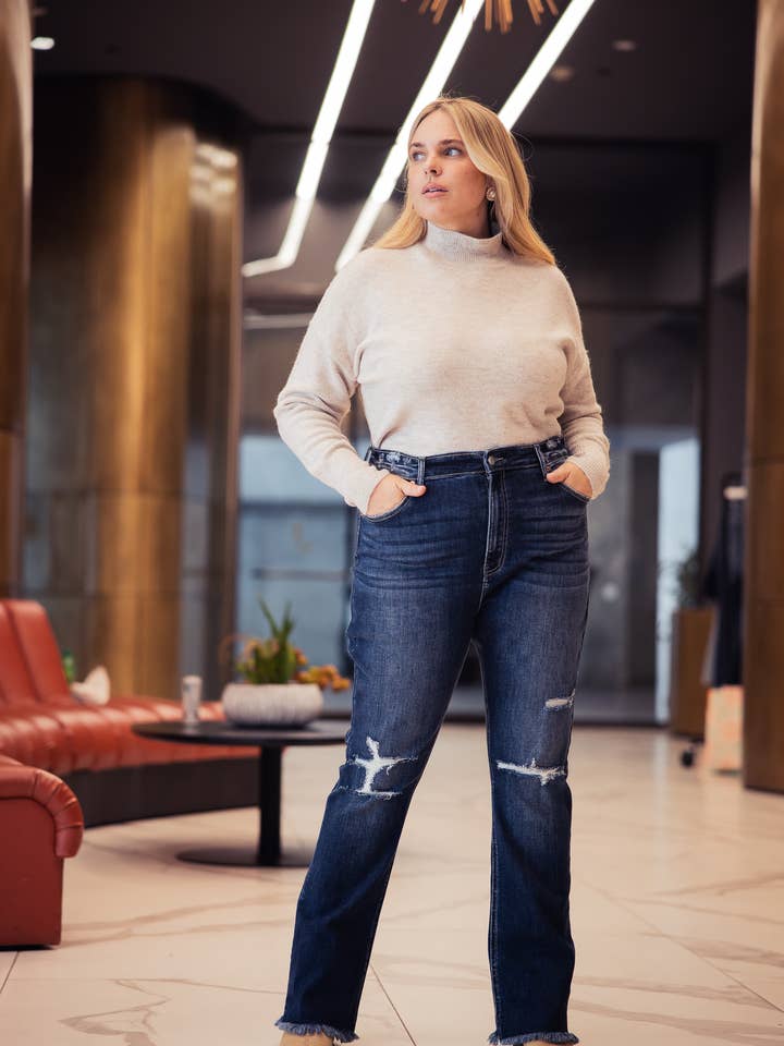 PLUS SIZE - HIGH RISE WESTERN BOOT JEANS for wholesale by ARTEMIS VINTAGE