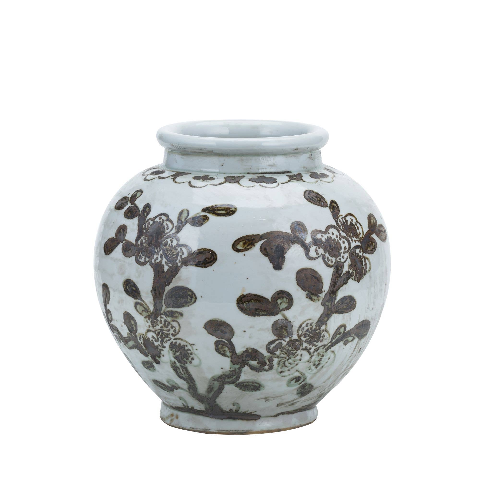Legend Accents - Wholesale Decorative Jar - Rusty Brown Small Jar Plum Blossom1