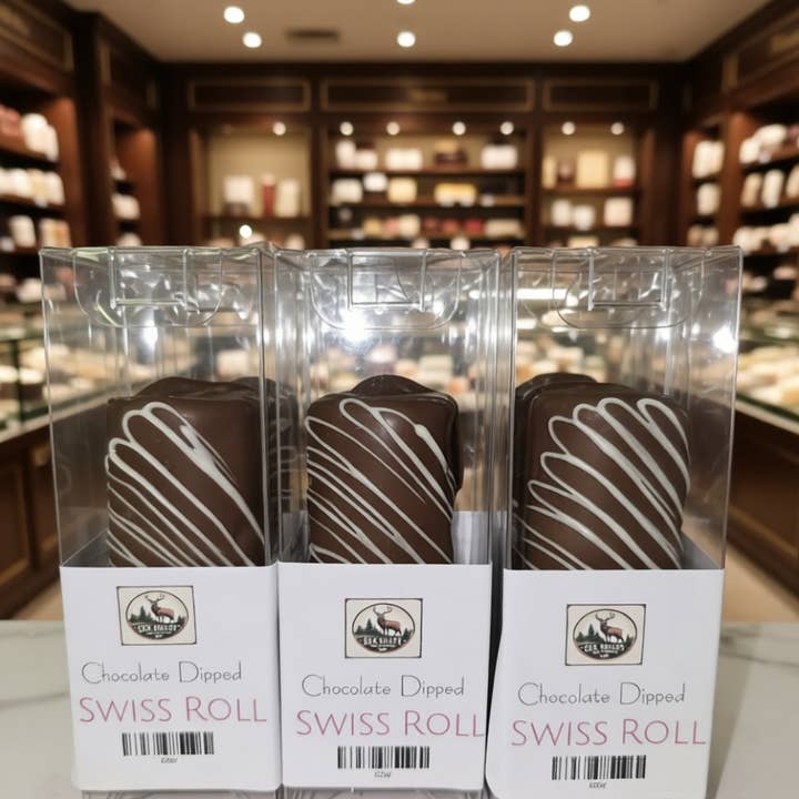 Chocolate Dipped Giant Swiss Roll for wholesale by Color Me Chocolate