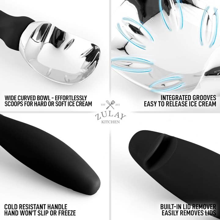 Zulay Kitchen - Wholesale Ice-cream scoop - Ice Cream Scooper with Soft Easy Handle and Lid Opener11