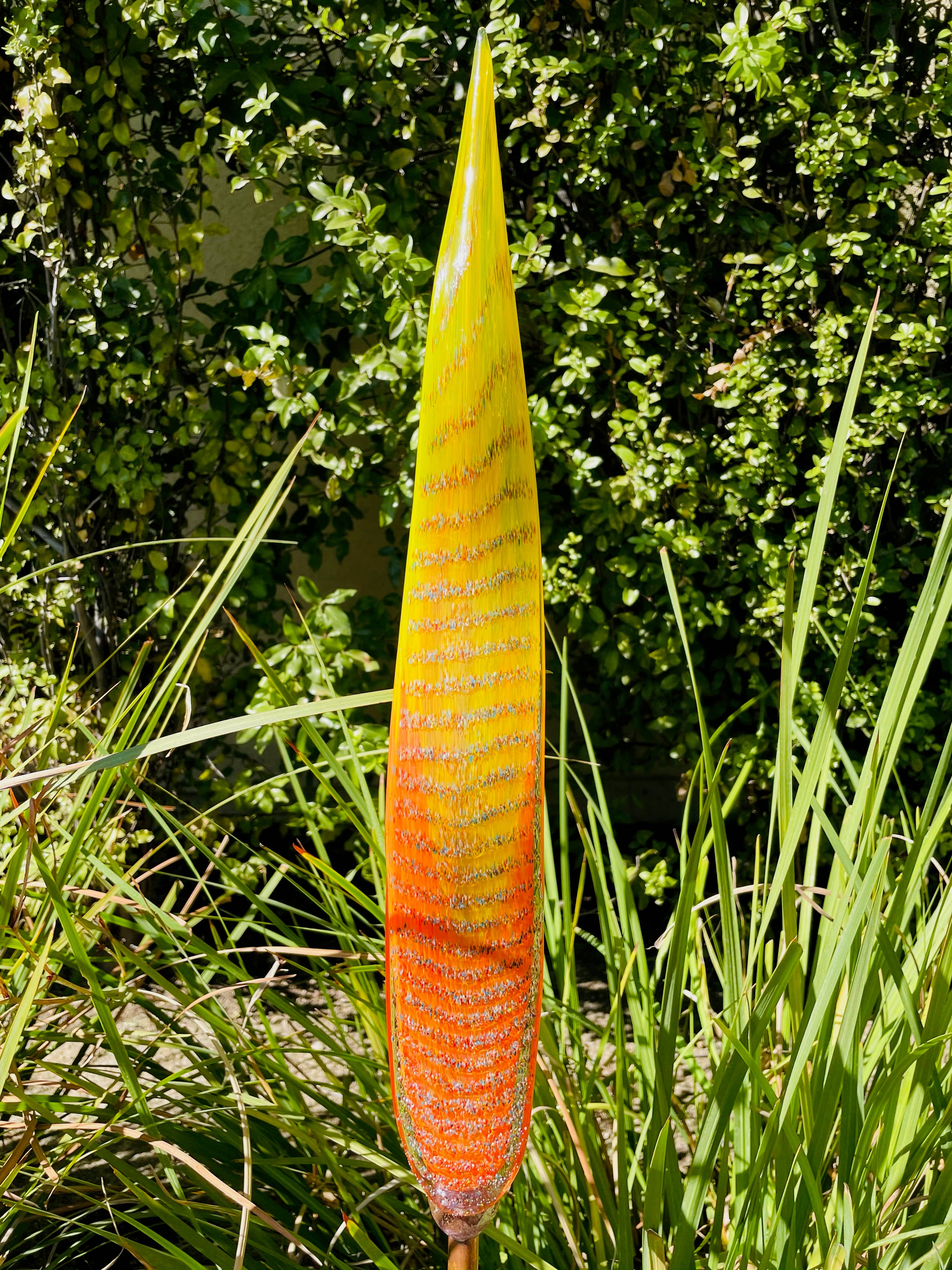 ApricotMint - Wholesale Garden/Lawn Stake - Chihuly Inspired Handcrafted Art Glass Leaf and Garden Art S0