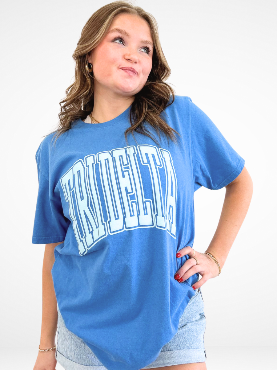 Duo Threads - Wholesale Screen Printed T-Shirt - Women's - Sorority Varsity Arch Puff Tee 23