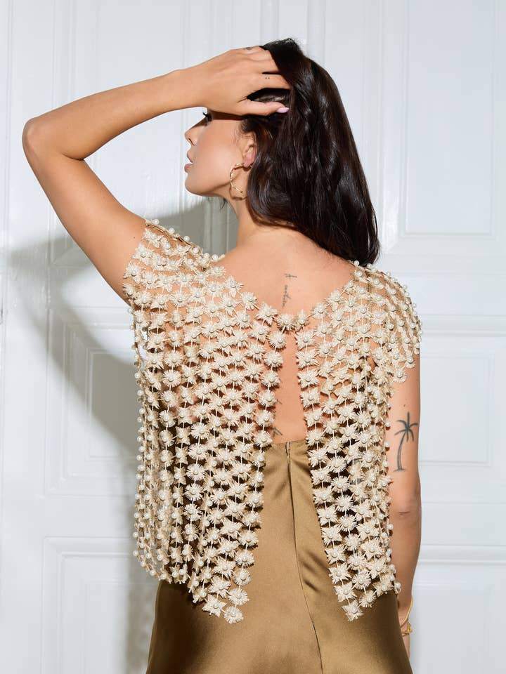 SAACHI - Wholesale Blouse - Women's - Floral Shell Pearl Capelet8