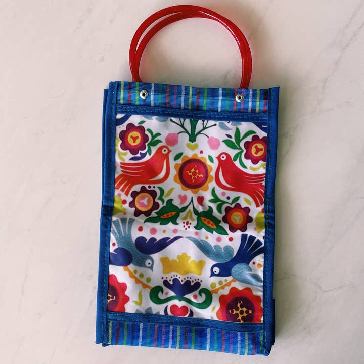 Mexican Birds Plastic Tote Purse 12 x 8 in for wholesale by Pura Vida