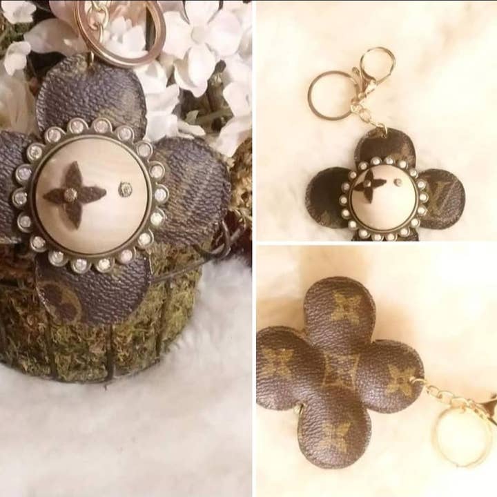 Upcycled LV handcrafted purse charm for wholesale by Upcycled Always & Forever accessories
