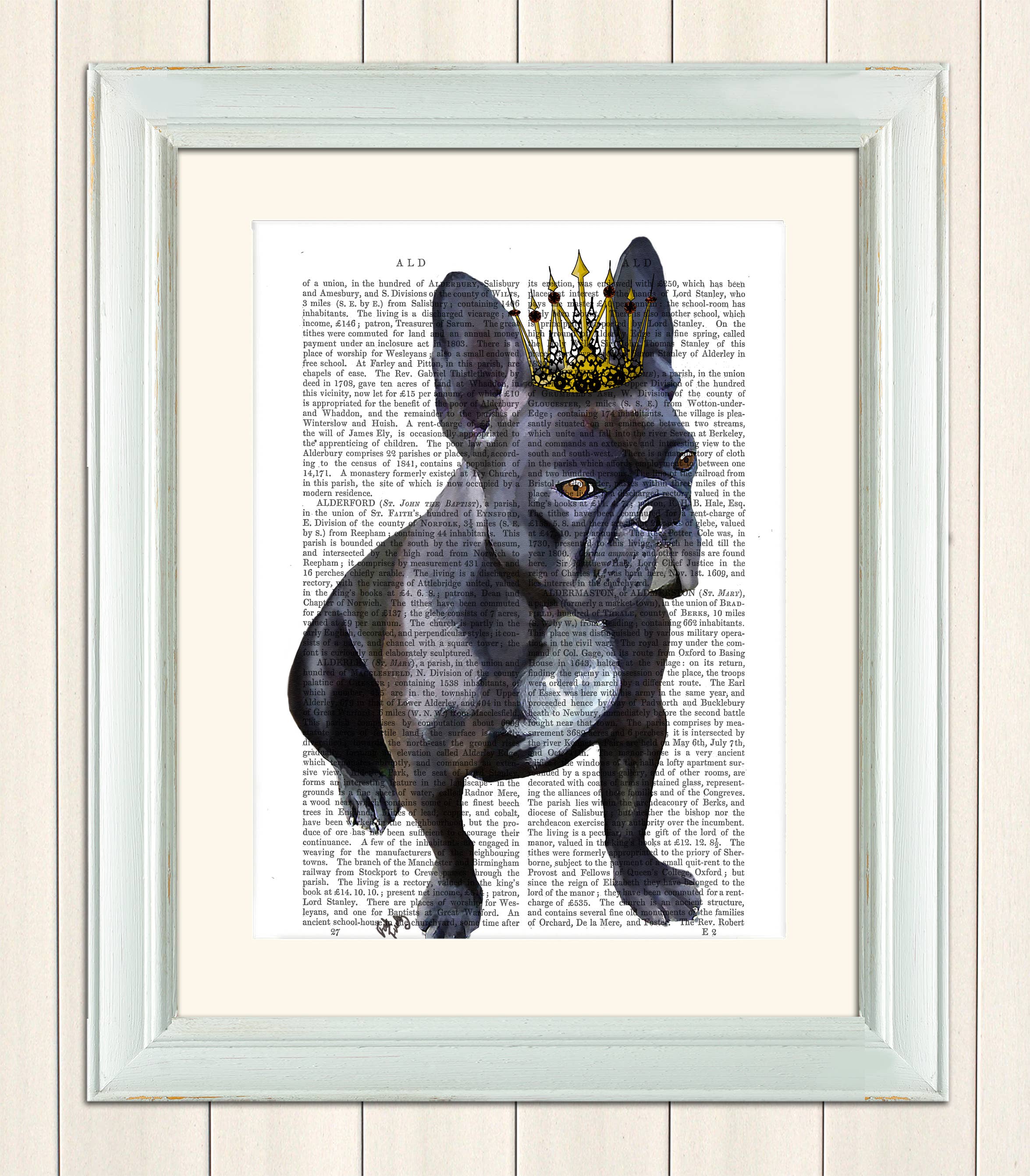 FabFunky Ltd – wholesale Art print – French Bulldog King, dog book print / Art Print / Wall Art1