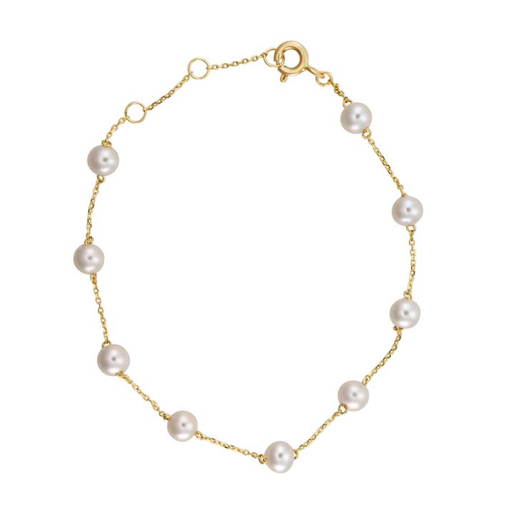 10k Solid Gold Pearl Bracelet for wholesale by Ofina Jewelry