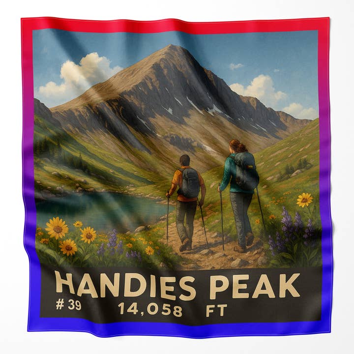Handies Peak Colorado 14er Microfiber Cloth Bandana for wholesale by Map the Xperience