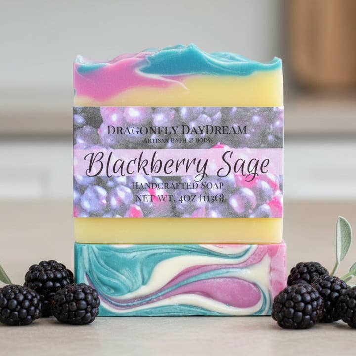 Dragonfly DayDream - Wholesale Bar Soap - BLACKBERRY SAGE Artisan Soap2