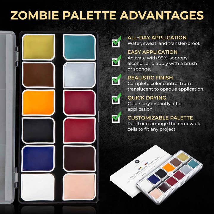 Narrative Cosmetics - Wholesale Schmink - Kinderen - 12-kleuren professionele zombie SFX-make-uppalet, alcohol-geactiveerd3