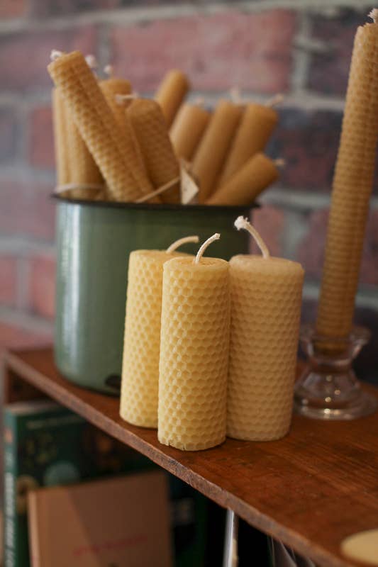Bee native products - Wholesale Pillar candle - Beeswax rolled candle - 12cm tall4