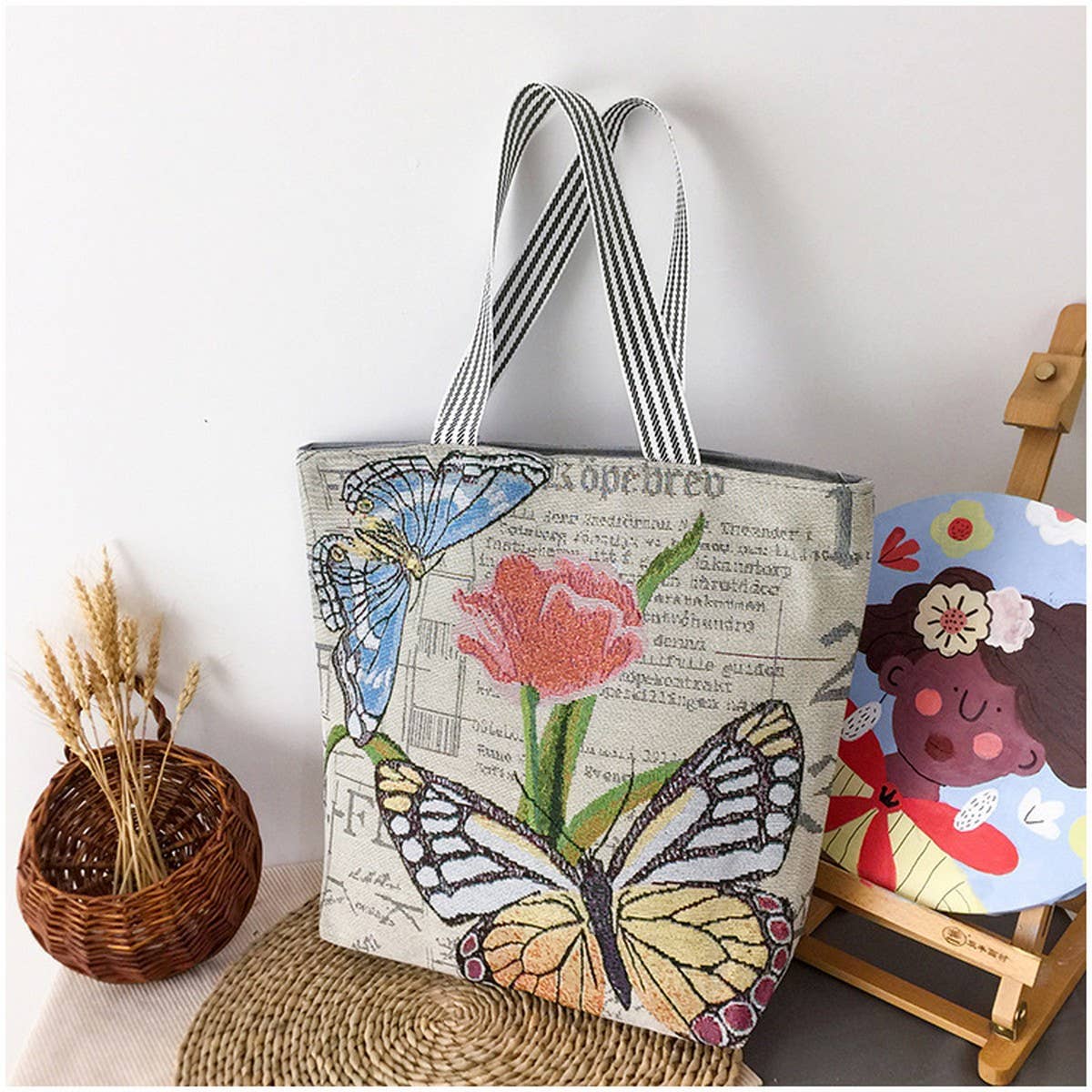 ACCITY - Wholesale Tote Bag - Women's - LARGE CAPACITY ETHNIC STYL CANVAS SHOULDER TOTE BAG_CWAB16702