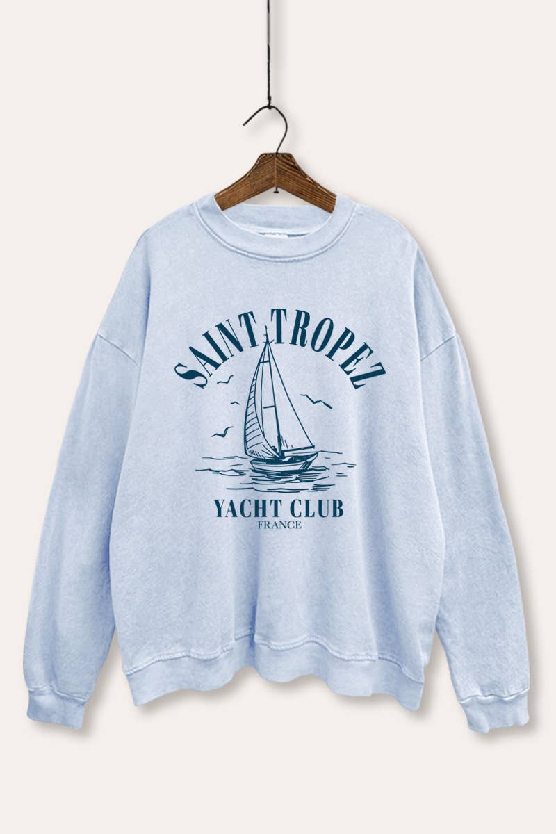 VINTAGE POINT USA - Vente Sweat-shirt à imprimés – femme - SWEATSHIRT DÉLAVÉ MINÉRAL "SAINT TROPEZ YACHT CLUB"7