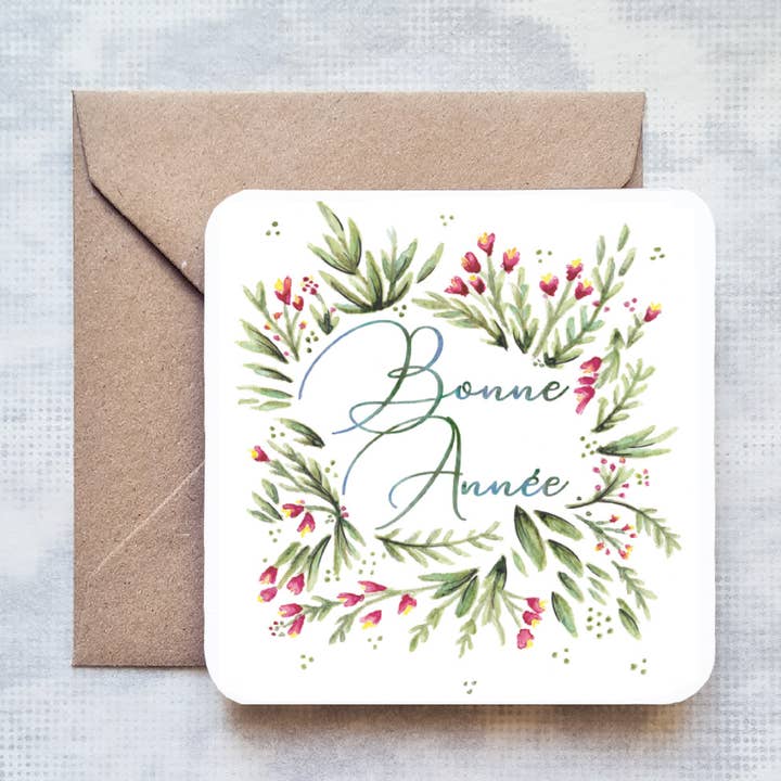 Nieuwjaarskaart 'Happy New Year' - 10 x 10 cm met gerecyclede envelop voor wholesale door River Fabric