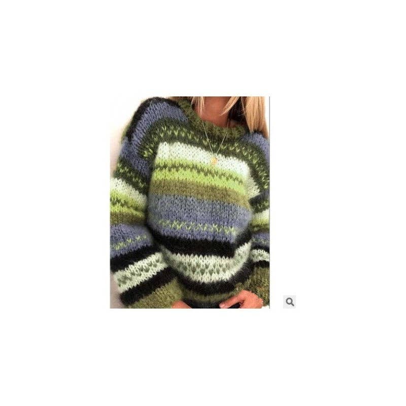ShieldChic - Wholesale Knit Sweater - Women's - Loose Colorful Stripe Sweater1