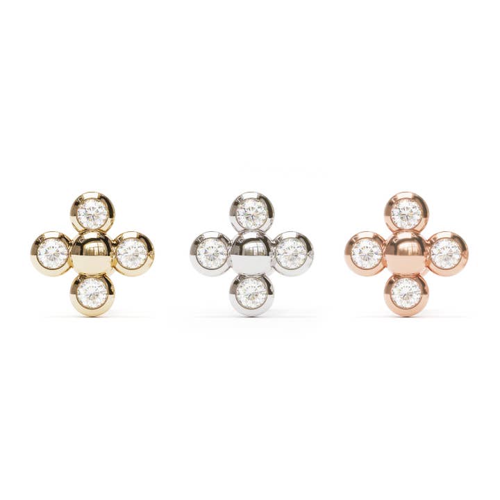 14K Gold Bezel-Set Diamond Threadless End for wholesale by Umanative Design