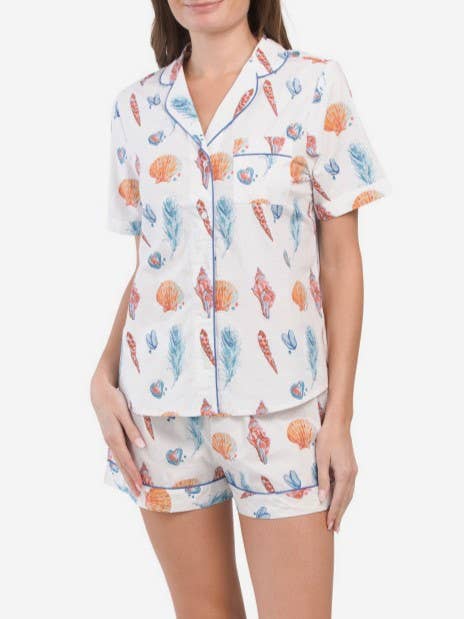 Seashell Conch & Leopard Comfy Pajama Set for wholesale by Rosa Clothing