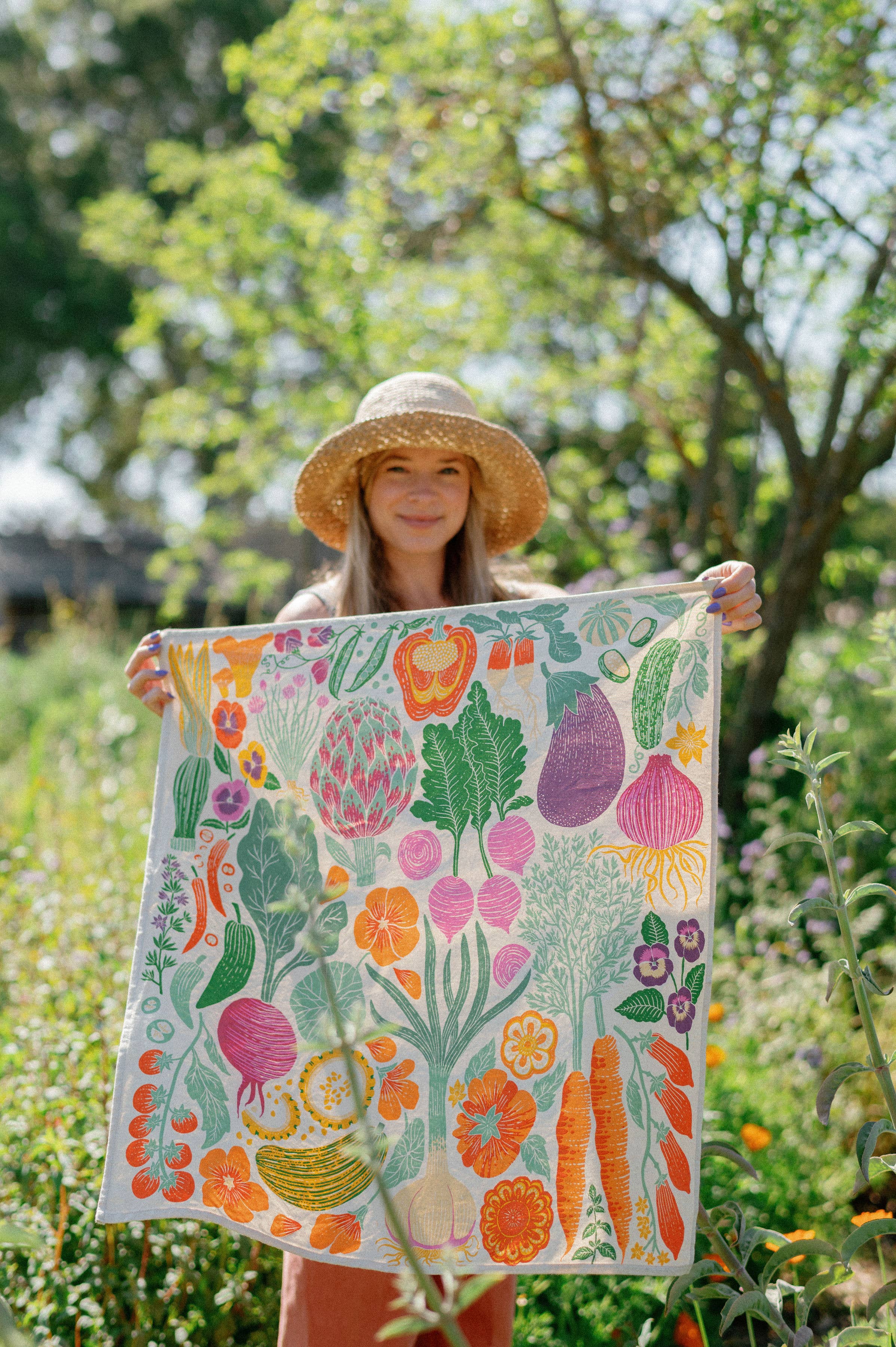 Lili Arnold - Wholesale Tea Towel - Organic Cotton Tea Towel - Veggie Garden1