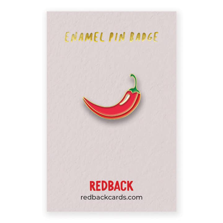 Chili emaille badgekaart voor wholesale door Redback Cards UK